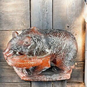 Fait Au Canada Made by Vanstone Vancouver Bear With Fish Figurine Made In Canada